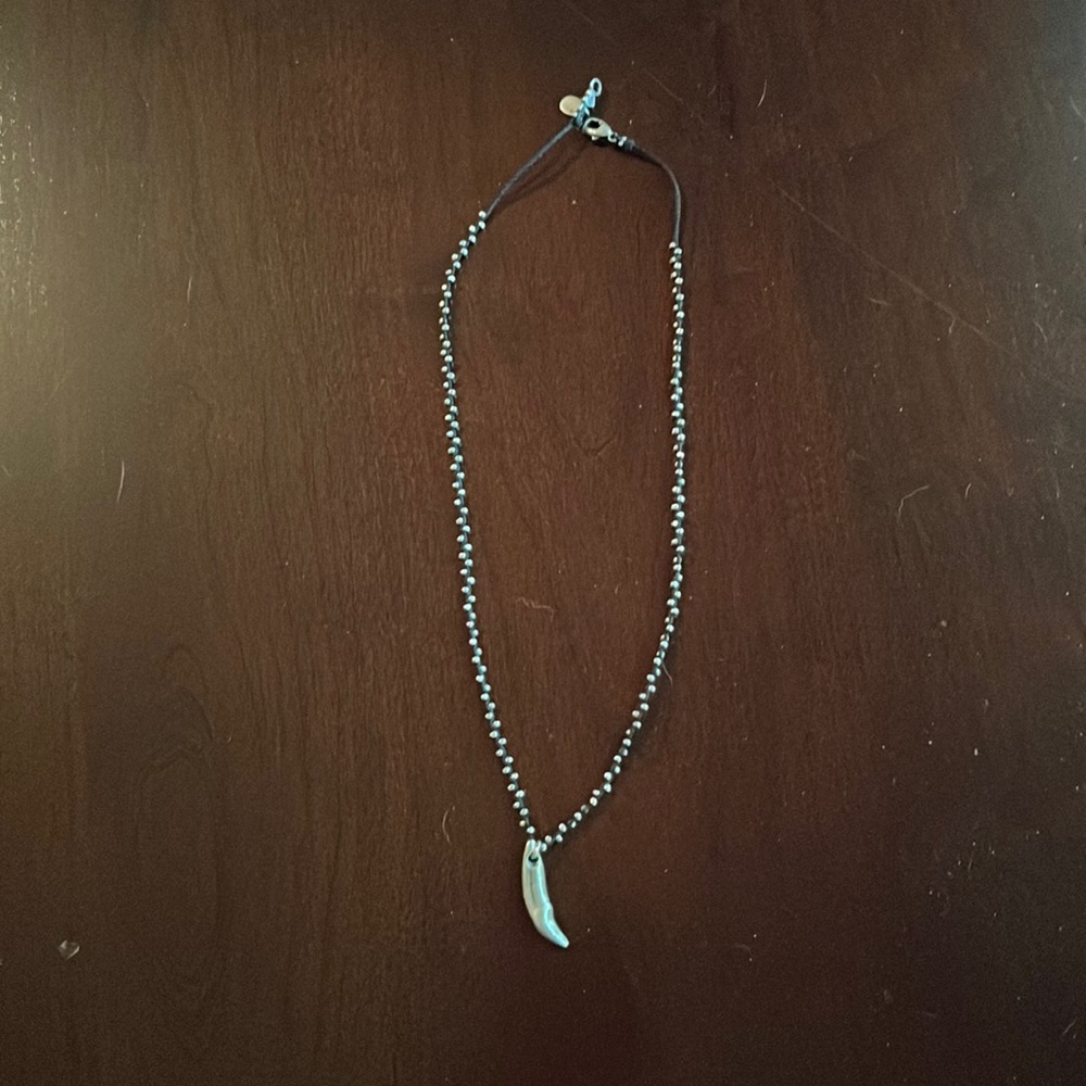 Chan Luu black leather and silver necklace